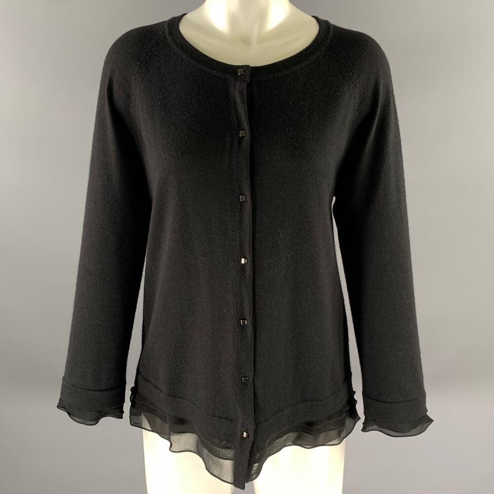 ESCADA Size L Black Wool Silk Cardigan